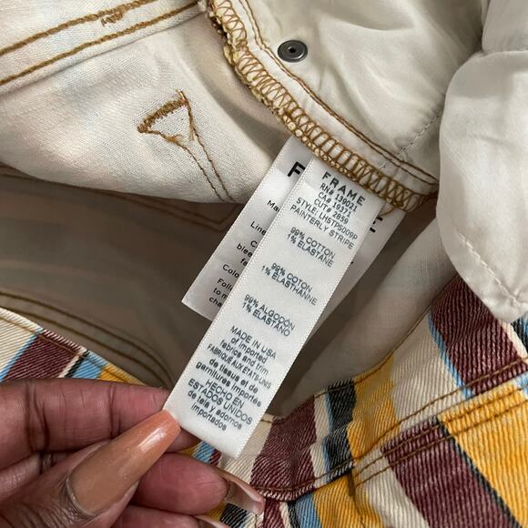 Frame Denim Le High Straight Jeans Painterly Multicolor Stripe Womens Size 29 - Picture 4 of 9